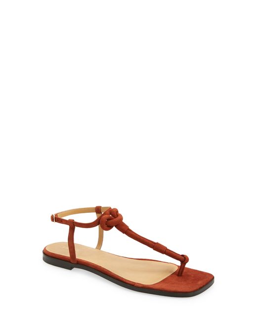FRAME Leather Le Lunit T-strap Sandal in Brick (Brown) | Lyst