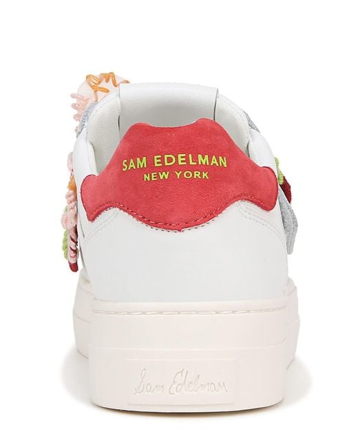 Sam Edelman White Wendy Floral Embroidery Platform Sneaker