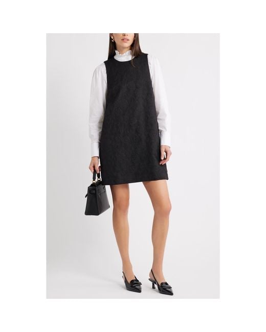 Caslon Sleeveless Jacquard Shift Dress in Black | Lyst