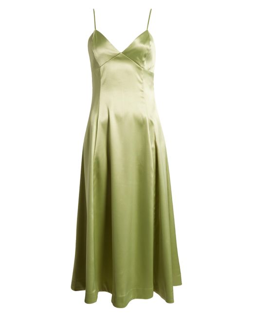 Wayf Green The Elodie Satin Dress