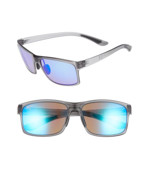 Maui Jim Gray Pokowai Arch 58mm Polarized Sunglasses - Translucent Matte Grey/ Blue for men