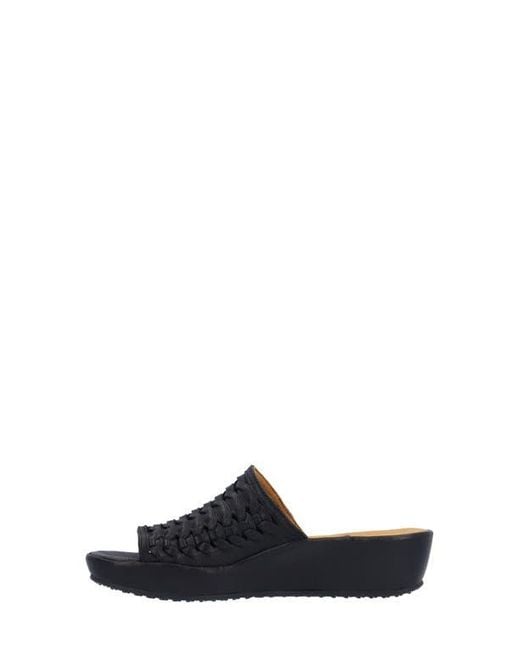 L'amour Des Pieds Black Cyra Platform Wedge Slide Sandal