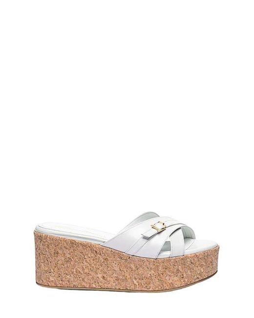 Santoni White Leather Wedge