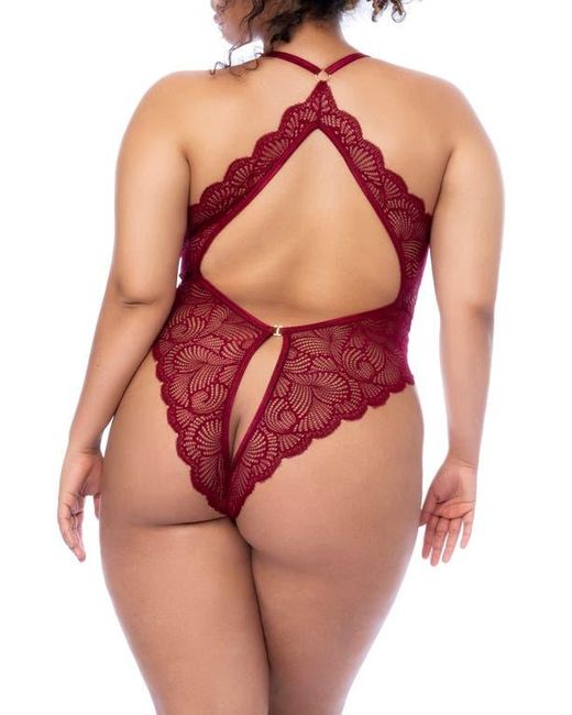 MAPALE Red Cutout Lace Bodysuit