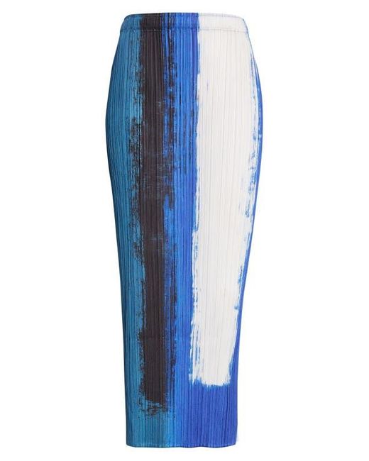 Pleats Please Issey Miyake Blue Jump Print Pleated Skirt