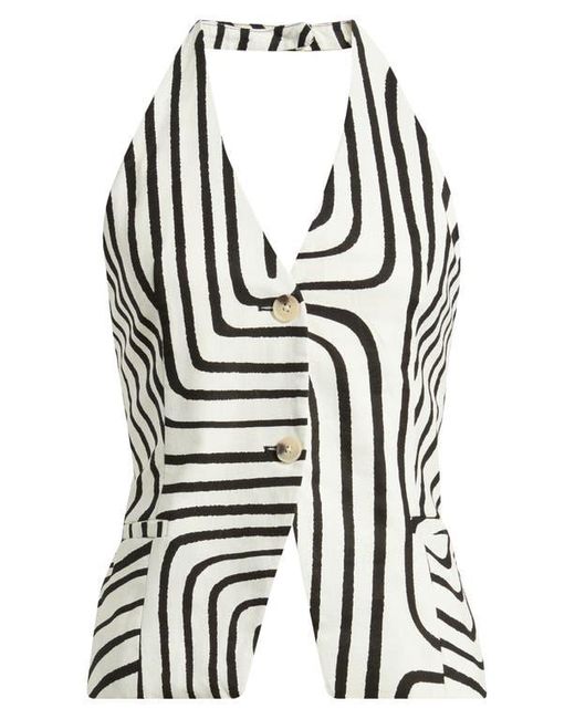 Mango White Doty Linen & Cotton Halter Top