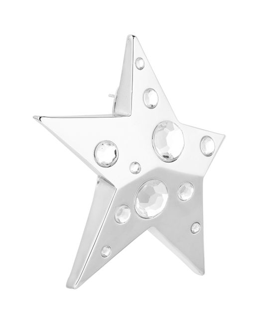 Area Metallic Crystal Asymmetric Star Stud Earrings