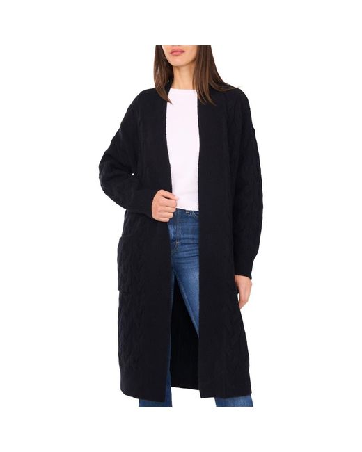 Vince Camuto Blue Open Front Cable Stitch Cardigan
