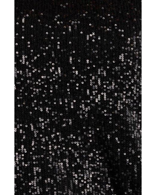 Tahari Black Sequin Tie Hem Top