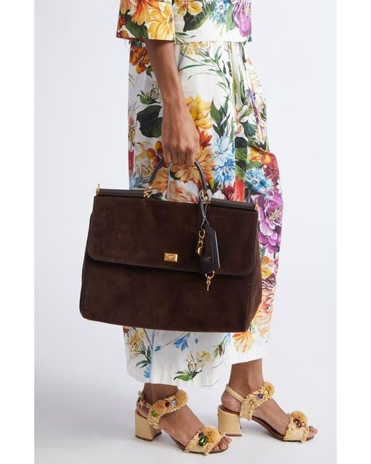 Dolce & Gabbana Brown My Sicily East/West Suede Handbag