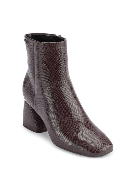 DKNY Faux Snakeskin Square Toe Block Heel Booties in Brown Lyst