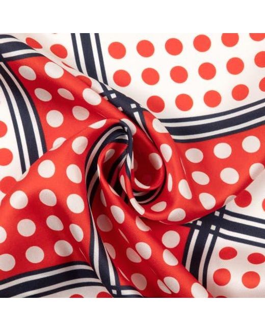 Echo Red Grid Dots Silk Square