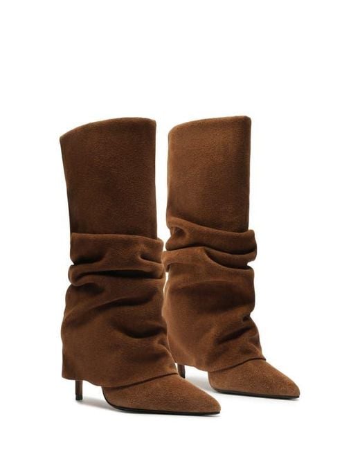SCHUTZ SHOES Brown Mikki Up Cloak Pointed Toe Boot