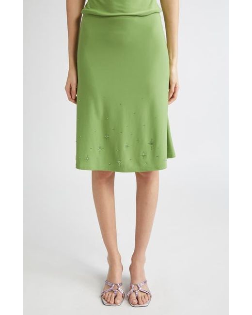 Sandy Liang Emolga Crystal Embellished Jersey Skirt in Green