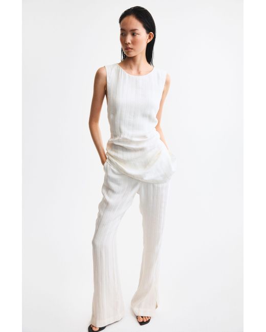 H&M White Open-Back Linen-Blend Top