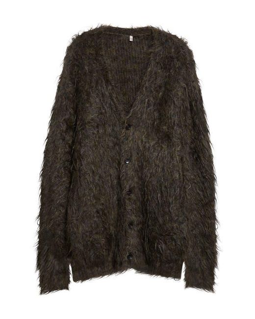 R13 Black Oversize Kid Mohair Blend Boyfriend Cardigan