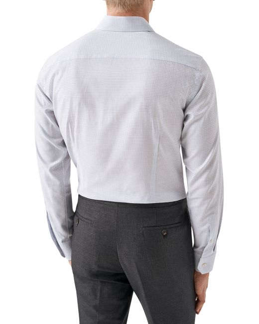 Eton of Sweden Gray Slim Fit Check Stretch Cotton Blend Shirt for men