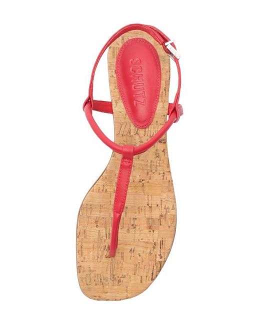 SCHUTZ SHOES Red Elsha T-Strap Sandal