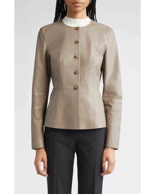 Lafayette 148 New York Natural Fitted Waist Collarless Jacket