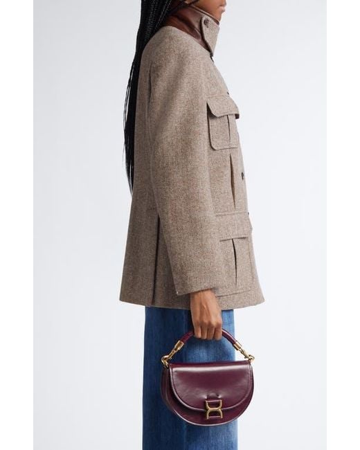 Chloé Purple Marcie Chain Shiny Leather Top Handle Bag