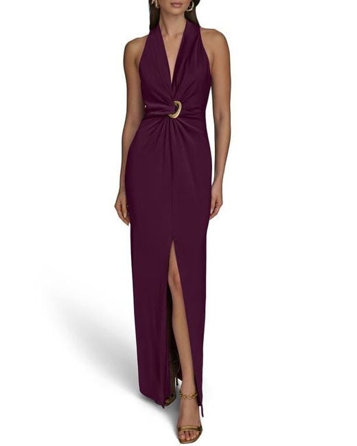 Donna Karan Purple Twisted Sleeveless Gown