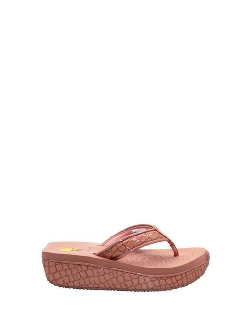 Volatile Pink 'Mini Croco' Wedge Sandal