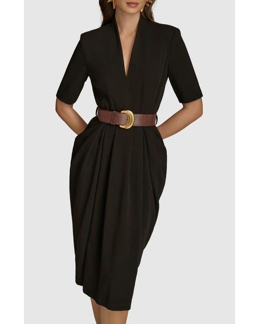 Donna Karan Black Belted Midi Dress