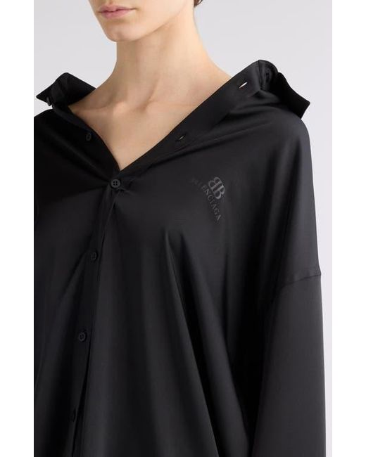 Balenciaga Black Bb Oversize Fluid Twill Button-Up Shirt