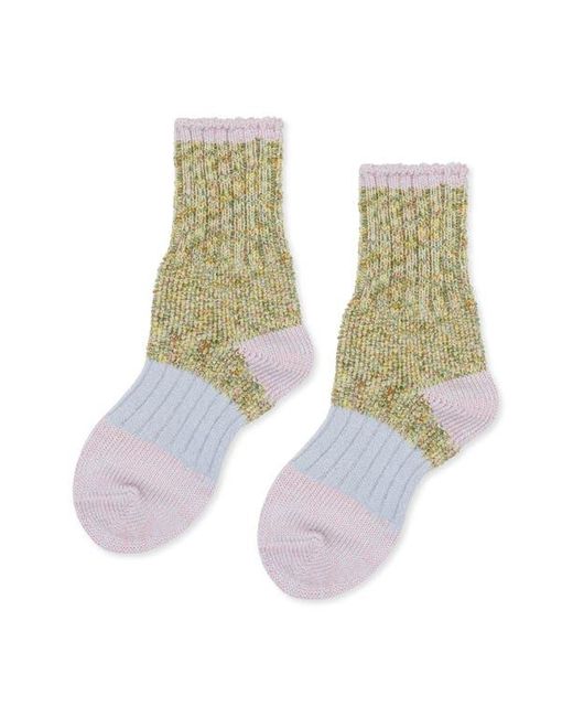 Hansel From Basel White Pixie Dapple Cotton & Wool Blend Crew Socks