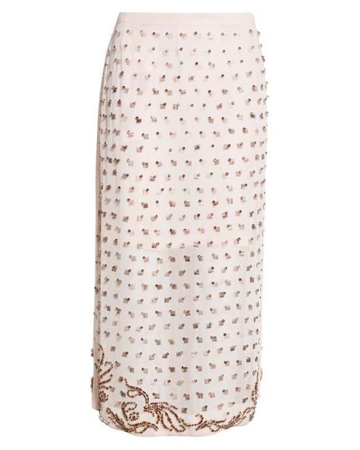 Dries Van Noten Natural Sokna Embellished Midi Skirt