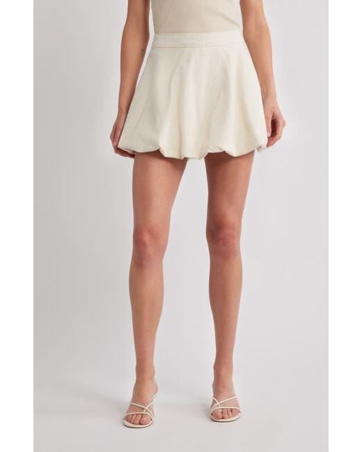 Mango White Lila Bubble Hem Denim Miniskirt