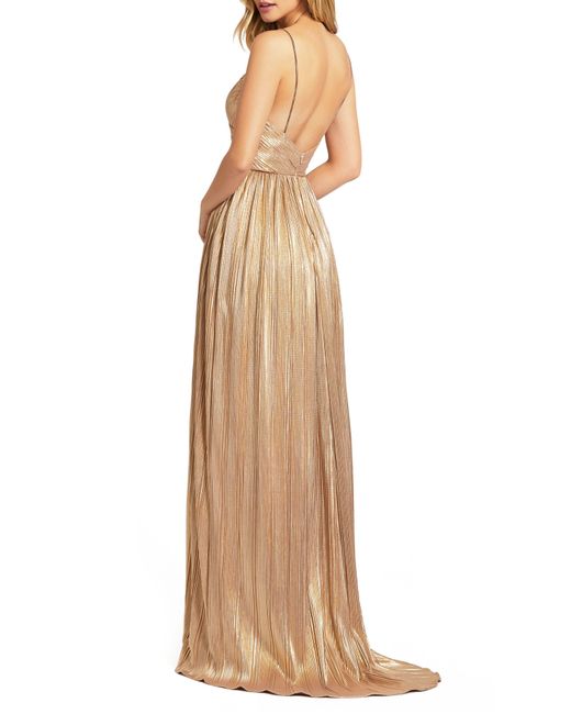 Mac Duggal Natural Metallic A-line Gown