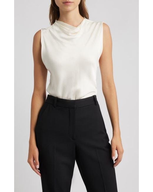 Mango White Mart Drape Neck Top
