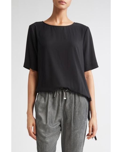Herno Black Drawstring Hem T-Shirt