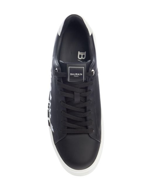 Balmain White B Court Logo Print Low Top Sneaker for men