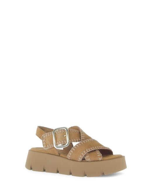 Gabor Natural Crossover Slingback Wedge Sandal