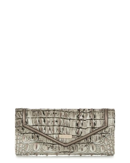 Brahmin Gray Veronica Melbourne Croc Embossed Leather Envelope Wallet