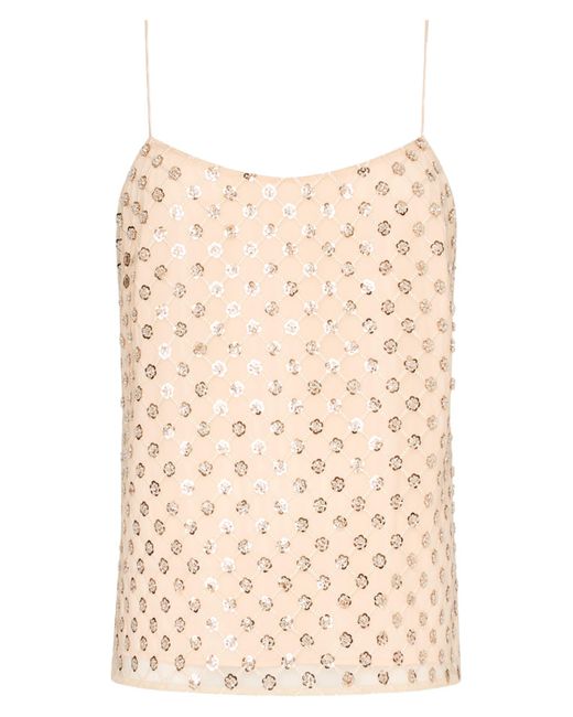 MILLY Natural Rylan Sequin Embroidered Camisole