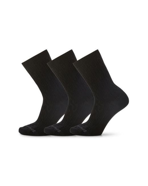 Smartwool Black Everyday 3-Pack Wool Blend Cable Crew Socks