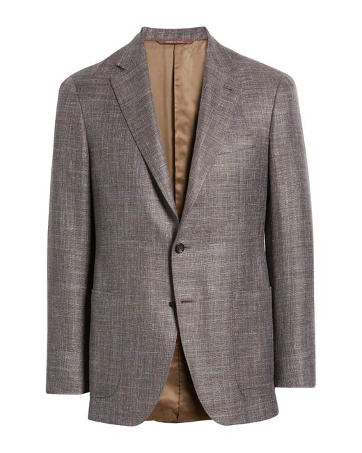 Canali Gray Kei Trim Fit Slub Wool & Silk Blend Sport Coat for men