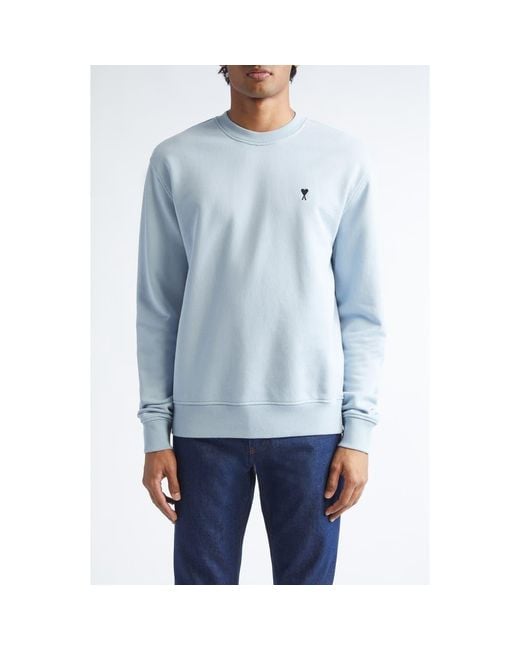Ami Paris Men's Blue Molleton Ami De Coeur Sweatshirt