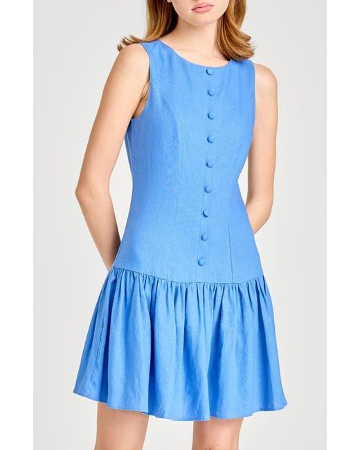 Wayf Blue Martini Linen Blend Minidress