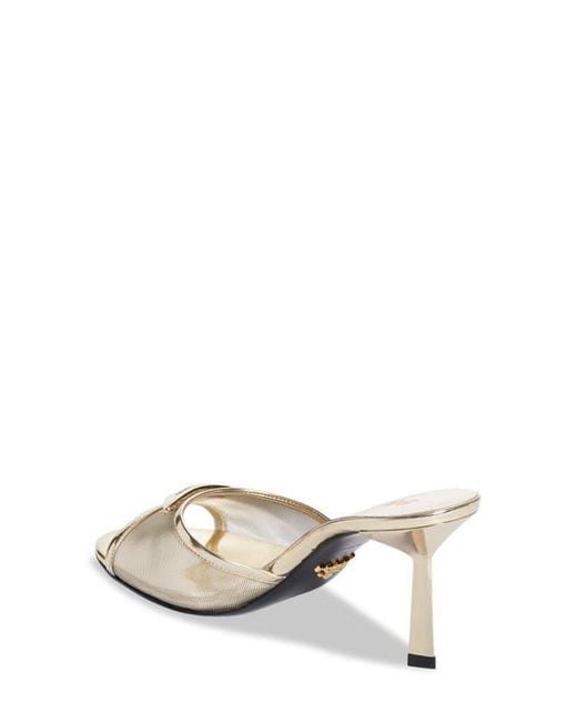 Prada White Triangle Logo Mesh Slide Sandal