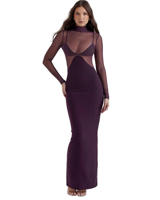 House Of Cb Purple Safiya Long Sleeve Cocktail Dress