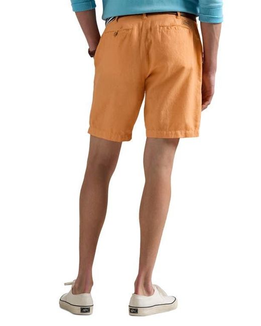 Polo Ralph Lauren Orange Classic Fit Flat Front Linen & Cotton Blend Chino Shorts for men