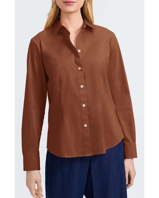 Foxcroft Blue June Stretch Cotton Blend Button-Up Shirt
