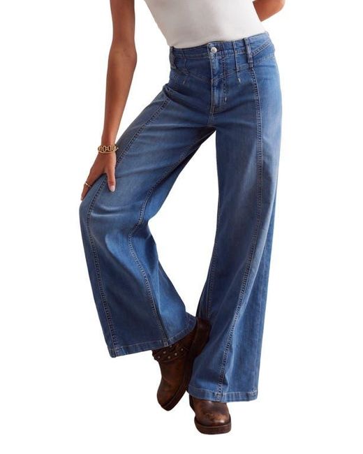 Free People Blue Libre Front Yoke Wide Leg Jeans