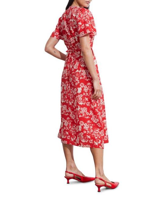 & Other Stories Floral Print A-Line Midi Dress in Red | Lyst