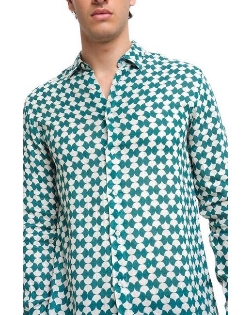 Peninsula Blue Soffi Linen Shirt for men