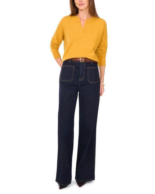 Vince Camuto Blue Drop Shoulder V-Neck Sweater